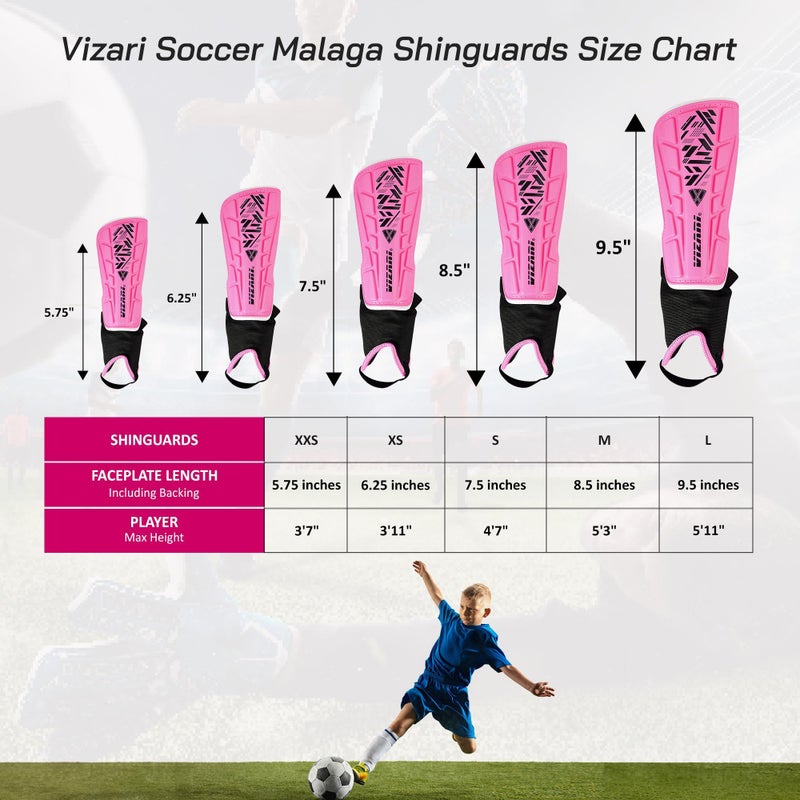 VIZARI Malaga Soccer Shinguard | Durable Soccer Shin Guard with Tough Protection & Elastic Straps | Breathable, Moisture-Wicking Youth Soccer GearProduct - Image 2